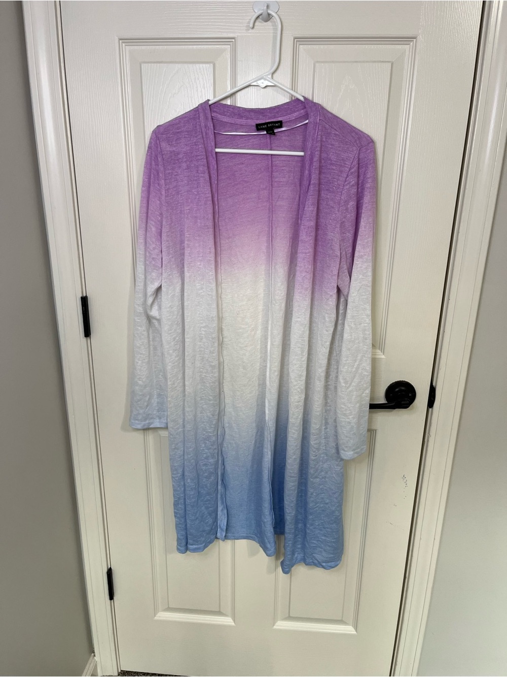 Lane Bryant Purple White Blue Ombre Long Open-Front Cardigan